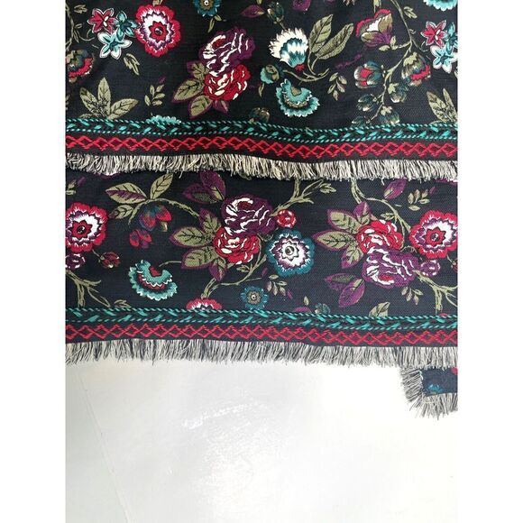 Ann Taylor Loft Black Blazer Jacket Floral Embroidered Fringe Size 8 - Picture 11 of 15